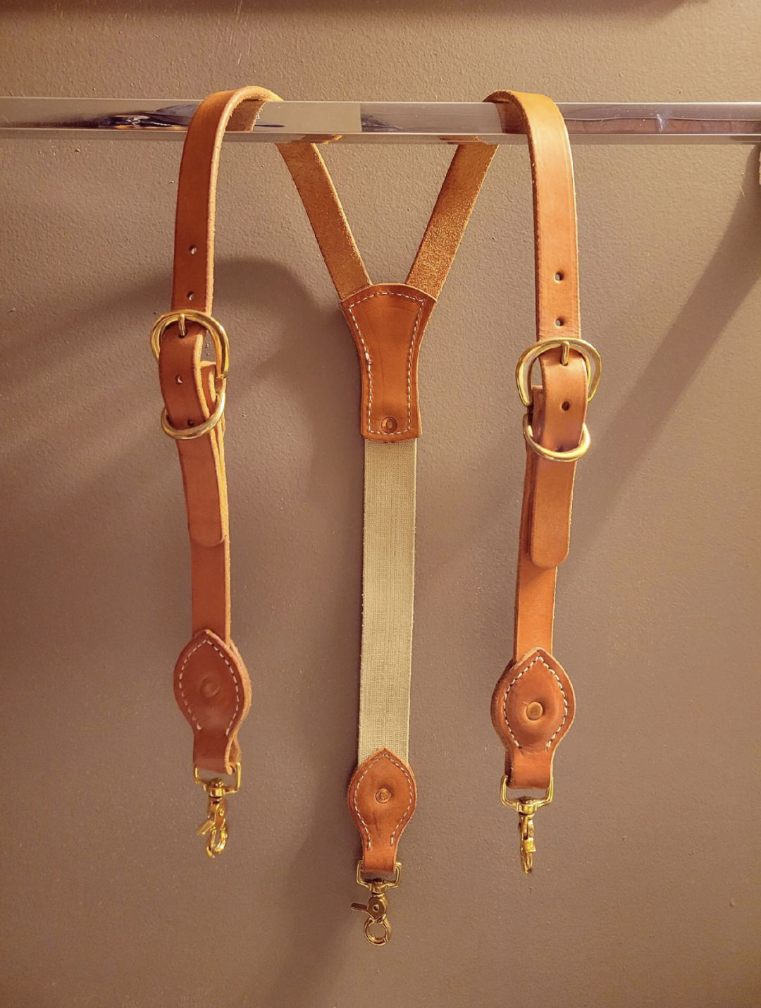 Handmade Leather Suspenders - Grommets Leathercraft - heavy duty